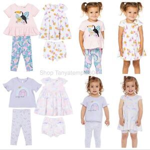 Pekkle Infant 8- piece clothing  purple rainbow and pink toucan set 9 Month